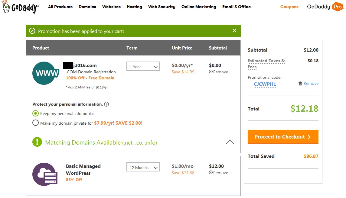 Godaddy Special Offers